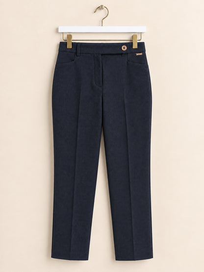 Navy Wool Blend Tailored Trousers