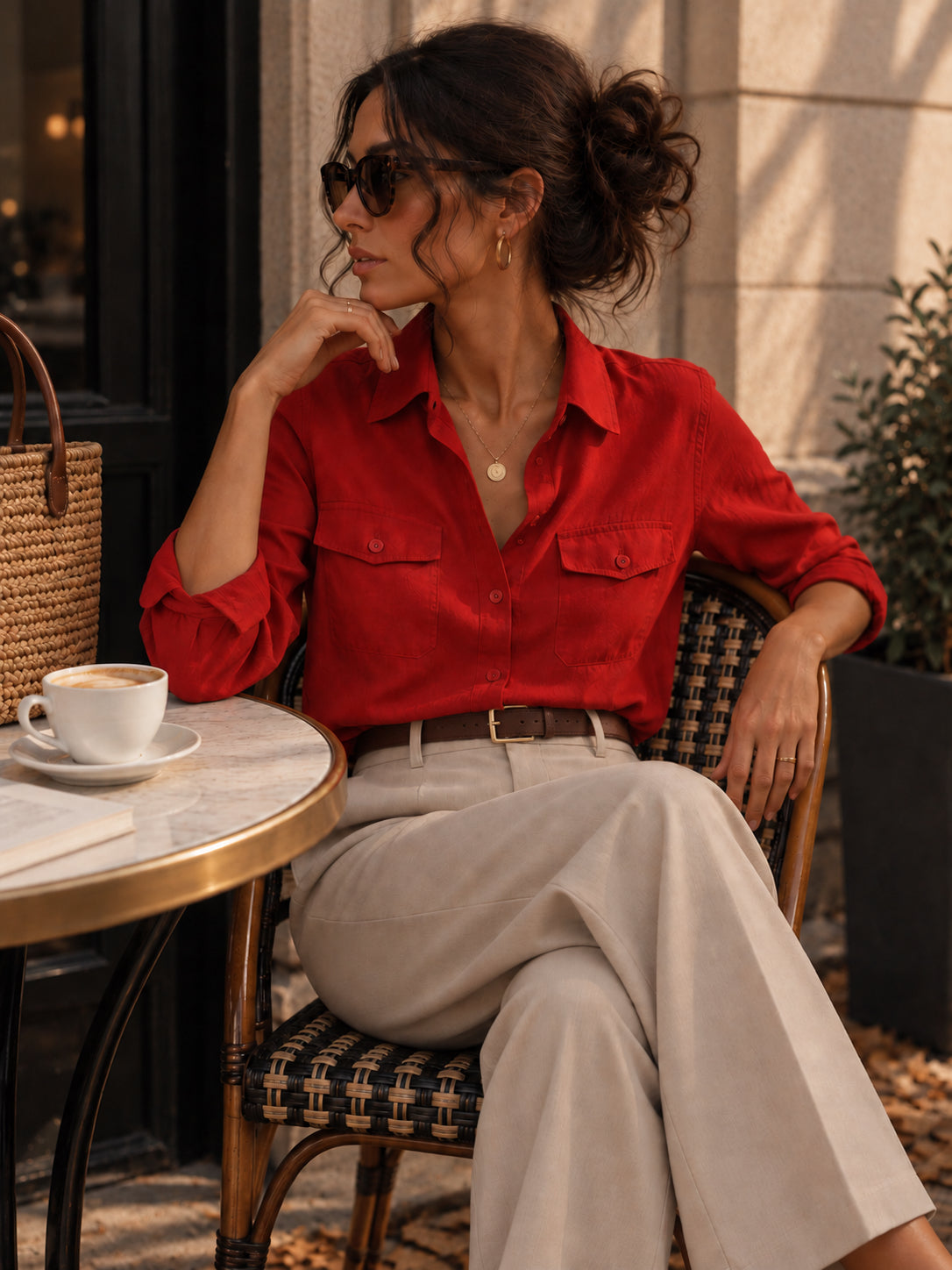 Cream Tailored Trousers