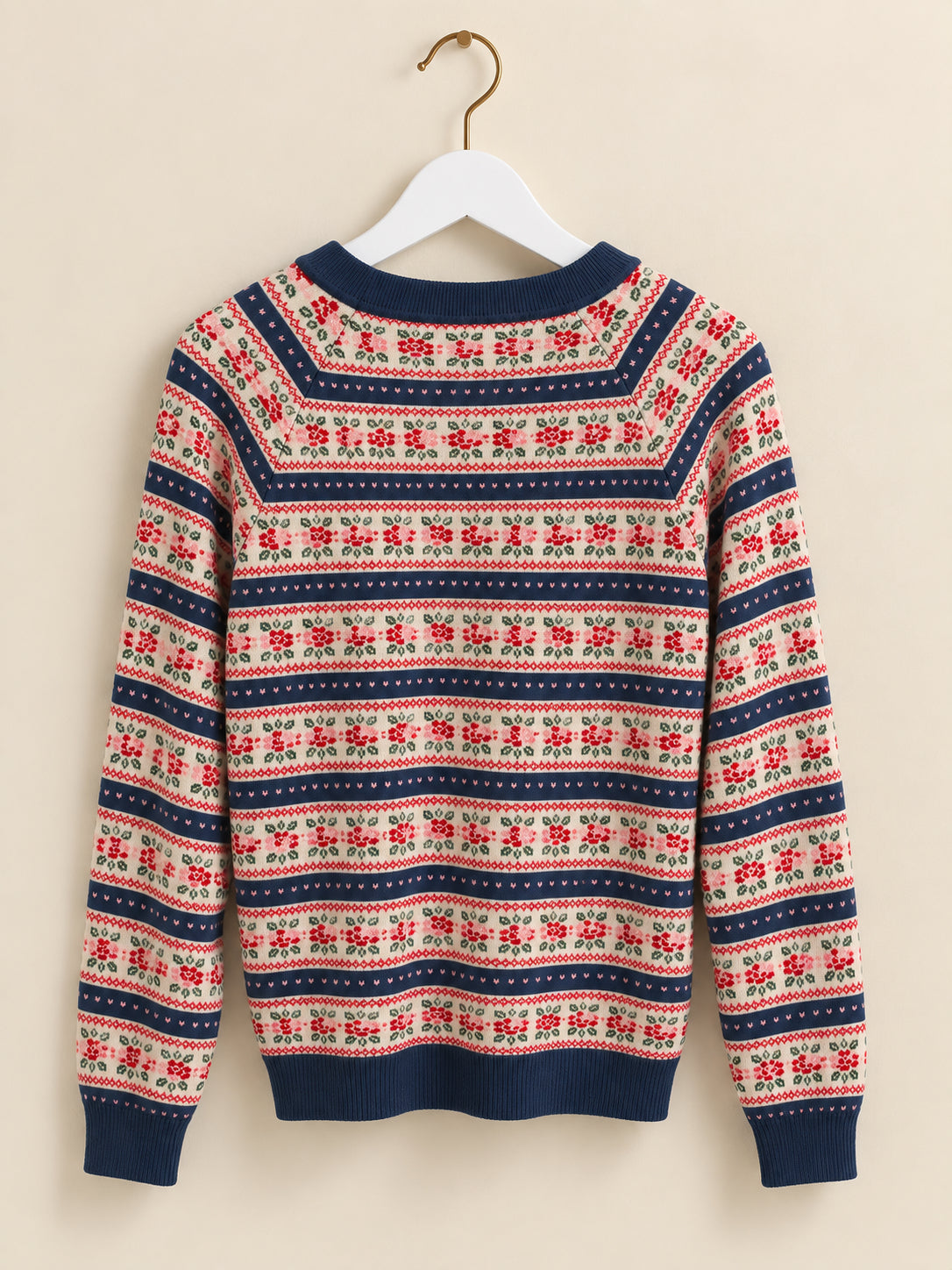 Cream, Blue & Red Fair Isle Jumper