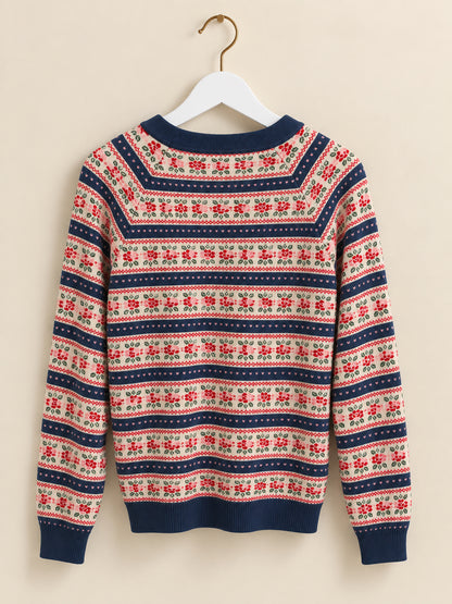Cream, Blue & Red Fair Isle Jumper