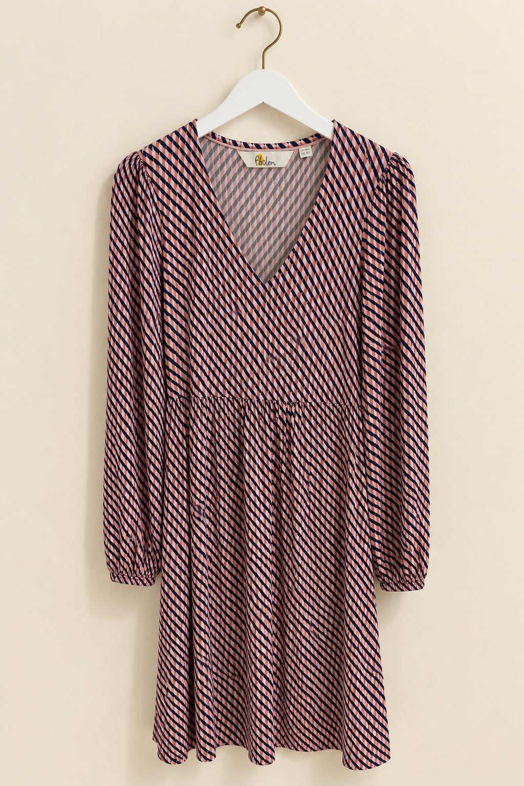 Navy & Lilac Geometric Print Midi Dress