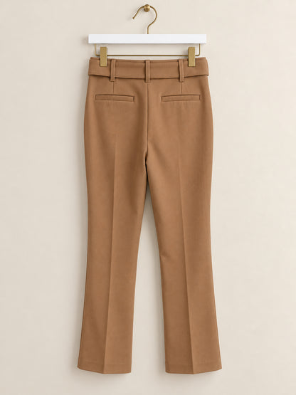 Camel High-Waisted Wide Leg Trousers