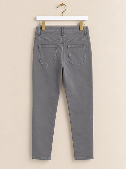 Grey Slim Leg Zip Pocket Trousers