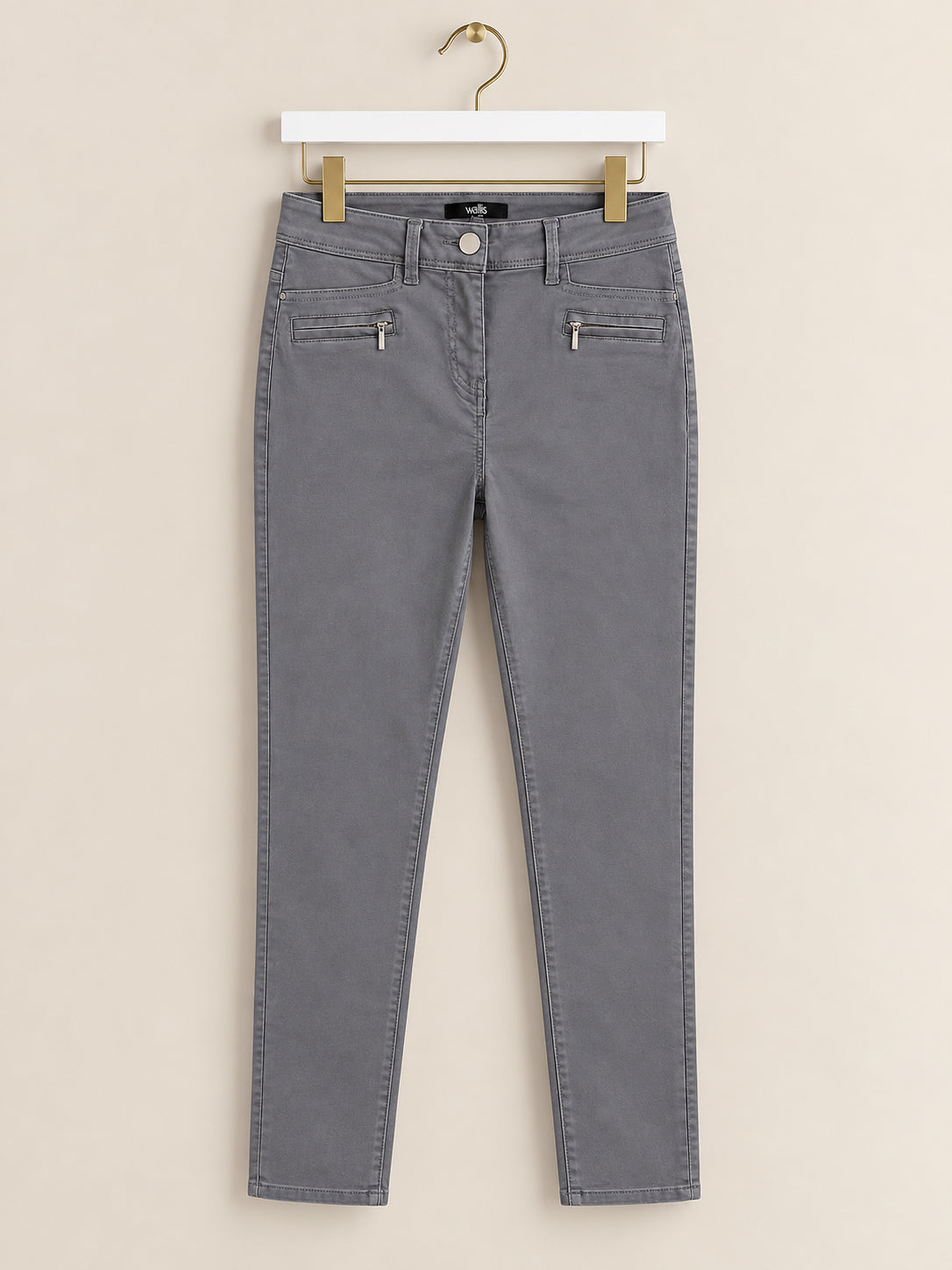 Grey Slim Leg Zip Pocket Trousers