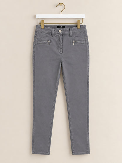 Grey Slim Leg Zip Pocket Trousers