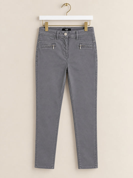 Grey Slim Leg Zip Pocket Trousers