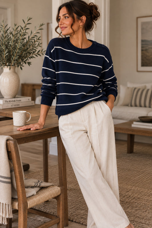 Navy & White Striped Jumper