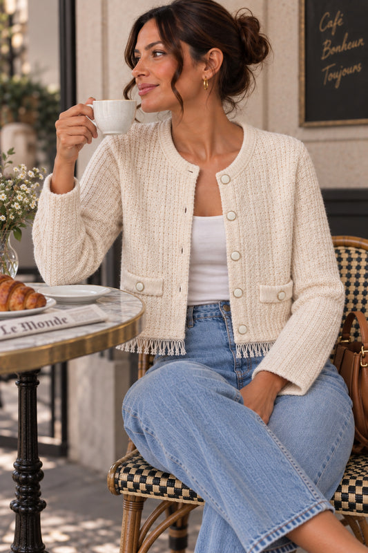 Cream Buttoned Cardigan