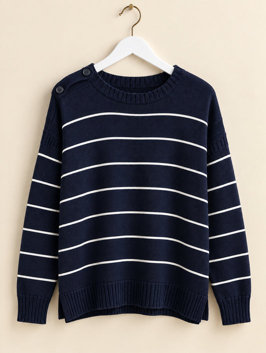 Navy & White Striped Jumper