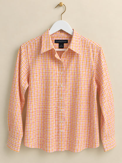 Orange Pink & White Check Collared Button-Up Shirt