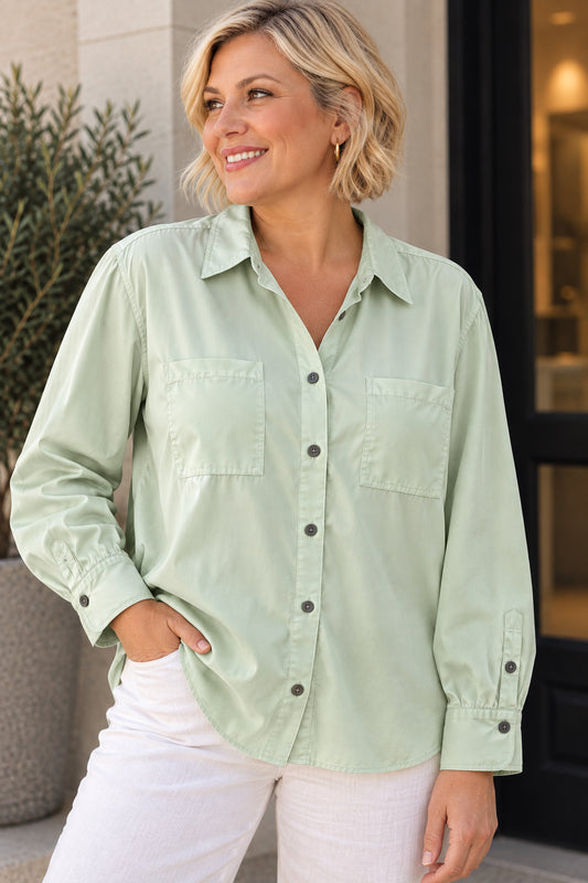 Mint Green Pure Silk Shirt