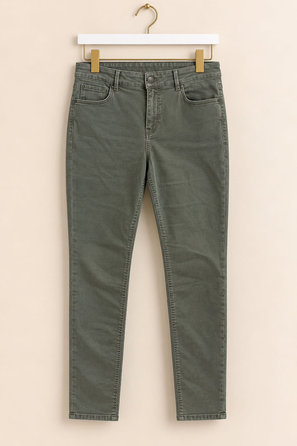 Green Straight Leg Denim Jeans