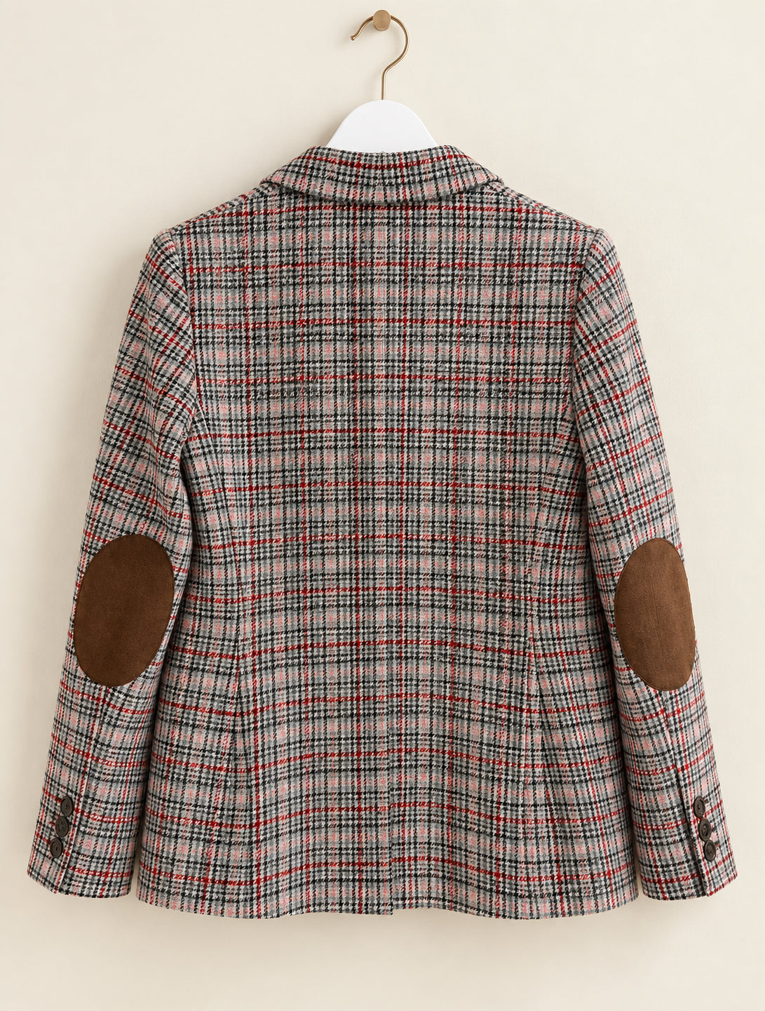 Grey, Red & Pink Check Tweed Blazer