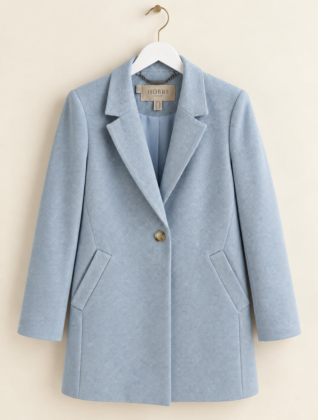 Blue Twill Pockets Single Button Coat