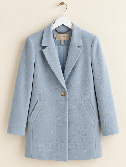 Blue Twill Pockets Single Button Coat