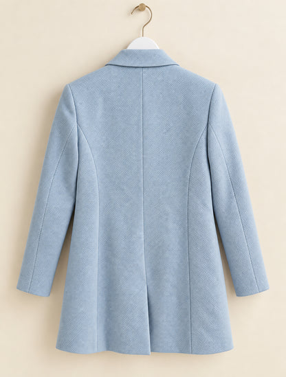 Blue Twill Pockets Single Button Coat