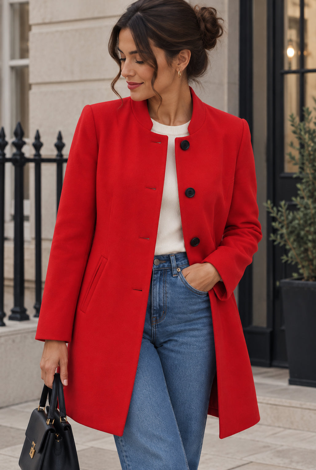 Red Mid-Length Coat