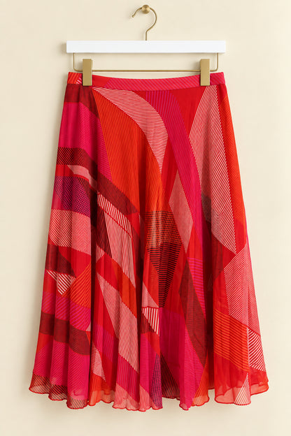 Geometric Red Pink Skirt