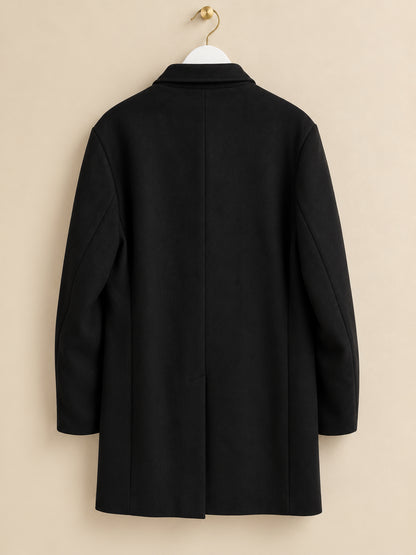 Black Longline Biker Coat Zip Detail Funnel Neck Jacket