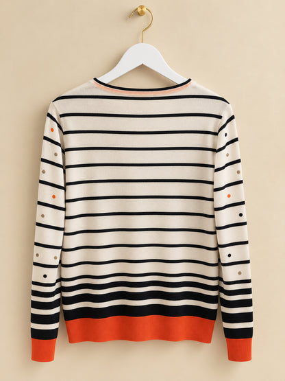 White Orange Striped Jumper