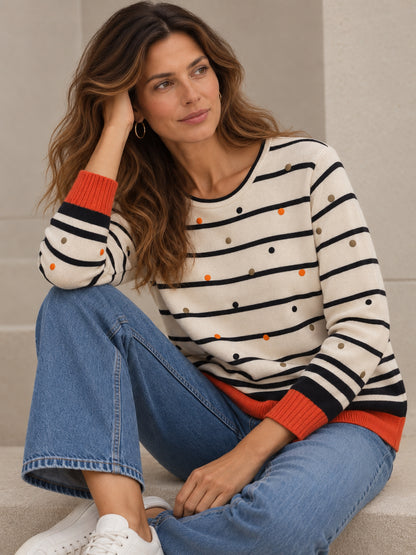 White Orange Striped Jumper