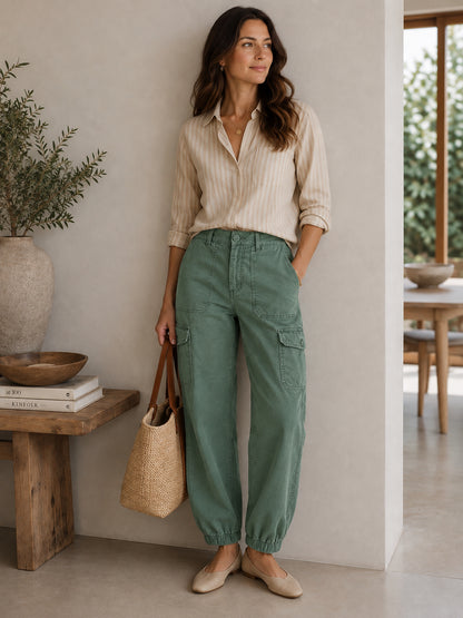 Sage Green Cargo Trousers