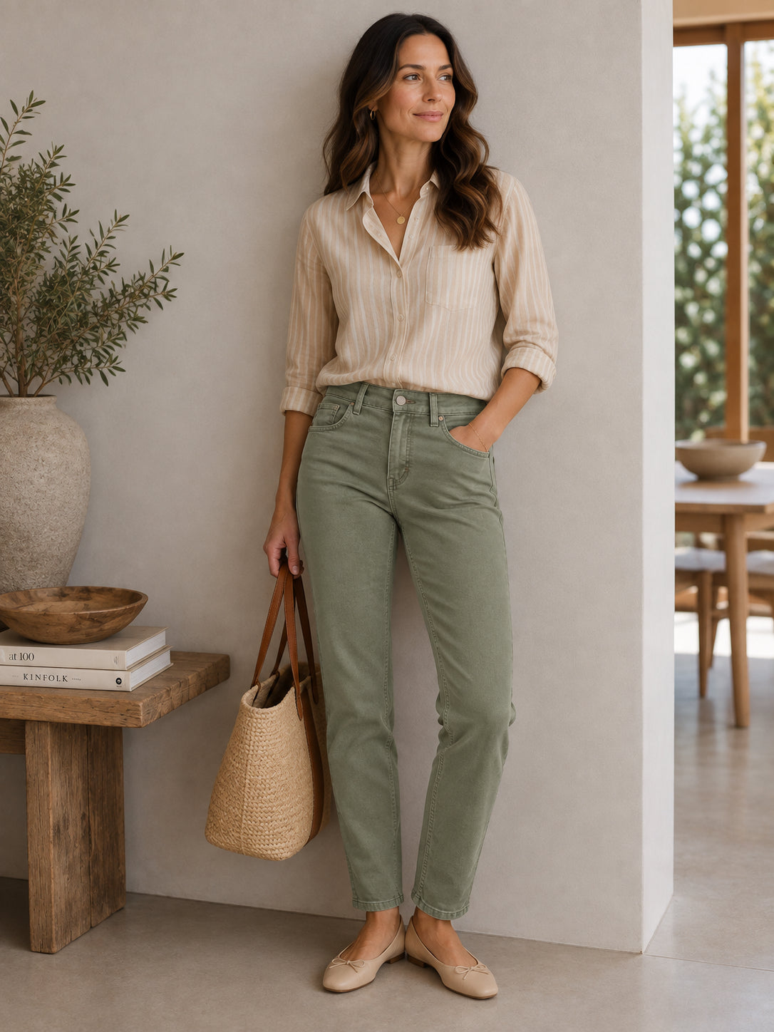 Khaki Green Jeans Trousers