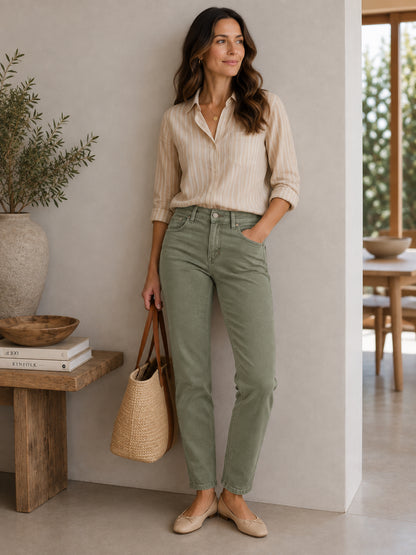 Khaki Green Jeans Trousers