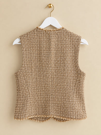 Beige Textured Waistcoat