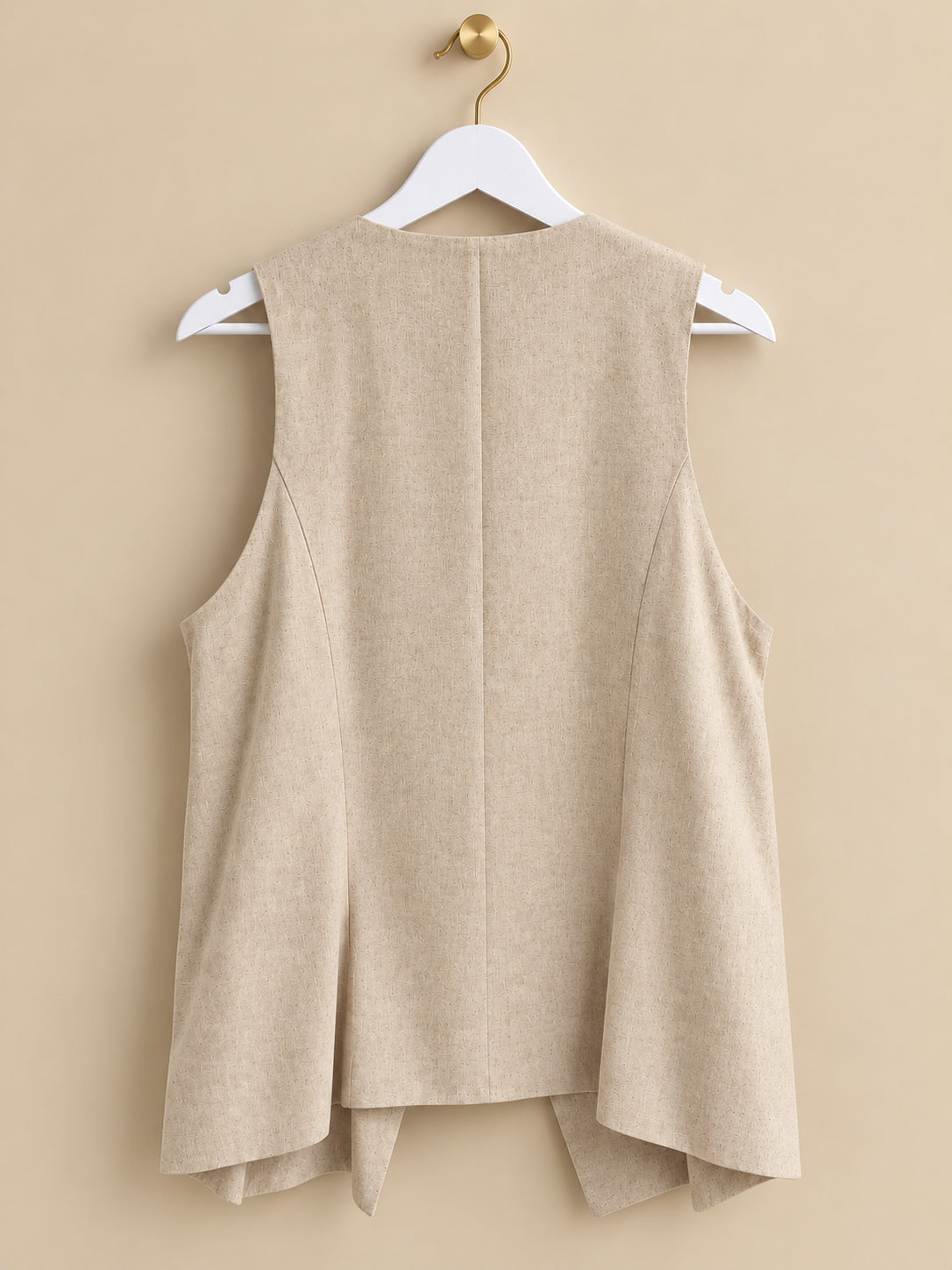 Cream Sleeveless Linen Blend Waistcoat